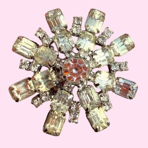 Elegant Vintage Silver Crystal Brooch